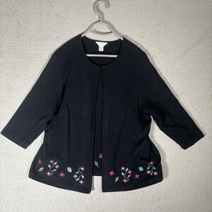 C.J. Banks‎ By Christopher Banks Open Neck Sweater Flower Embroidery Women's 1X